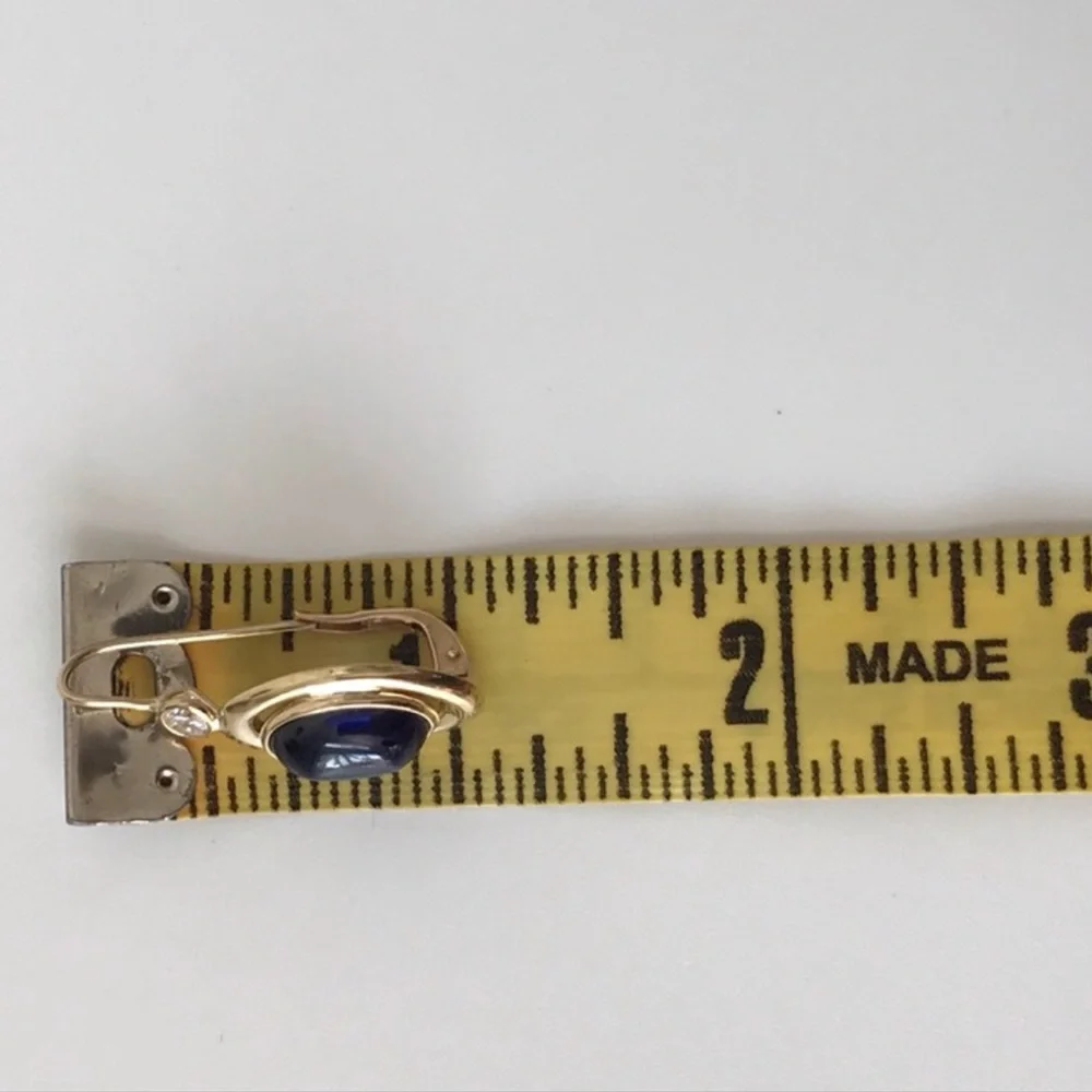 Yulia ONLY 14K Italian Yellow Gold Pomelatto style earrings with blue sapphires - Picture 12 of 13